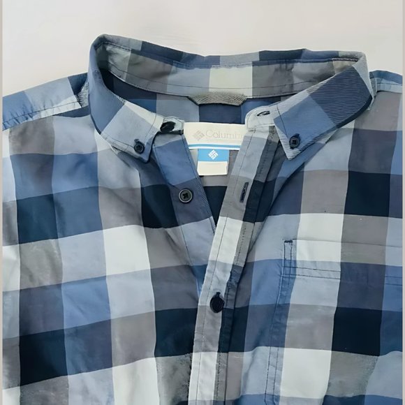 Columbia Men's Button-Up Flannel Shirt – Fall/Winter Plaid – Size L – Blue - Picture 4 of 4